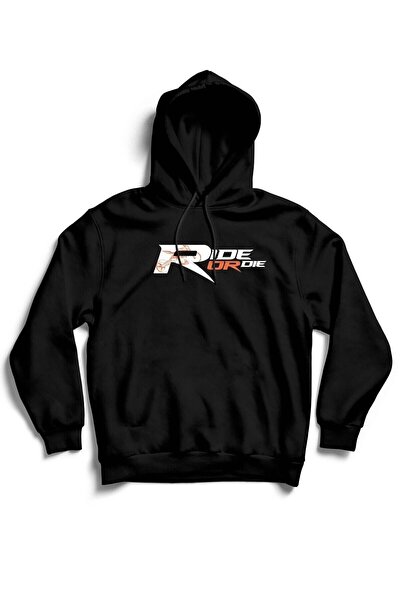 The Baski Unisex crna trkačka majica "Ride Or Die" tekst Štampano bez džepova...