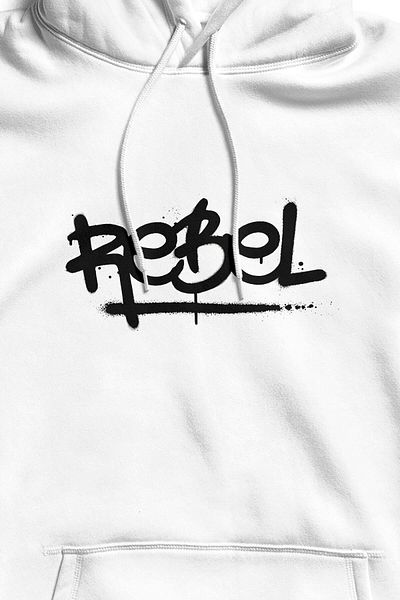 The Baski Unisex White Rebel Graffiti Φούτερ υψηλής ποιότητας χωρίς τσέπη