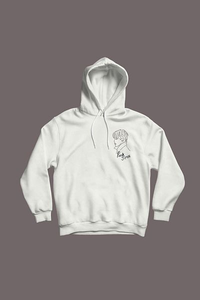 The Baski Hanorac unisex alb Bts Group Park Jimin imprimat premium de înaltă calitate, fără buzunar
