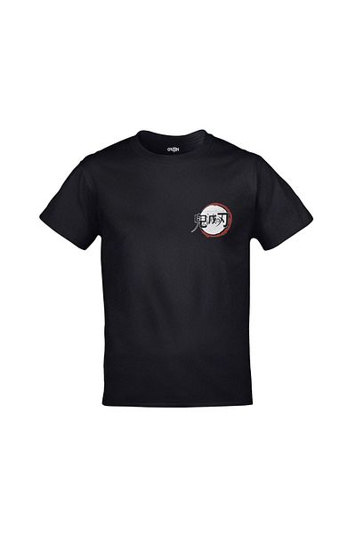 Orijin Tekstil Demon Slayer Tanjiro Kamado Full Moon Anime εμπρός πίσω με στάμπα unisex μαύρο μπλουζάκι