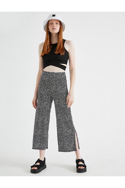 Koton Patterned Trousers Wide Leg