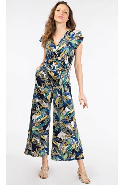 Göktuğ Giyim V Yakalı Çiçek Desenli Tulum