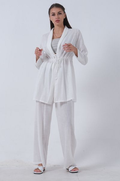 Feminist White Linen Set - Trousers0106319