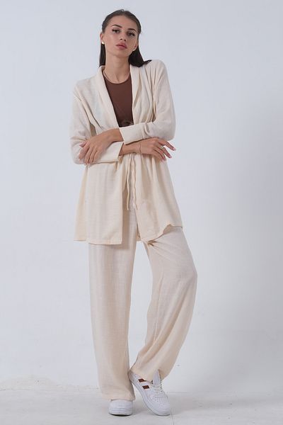 Feminist Stone Colored Linen Set Trousers -0106319