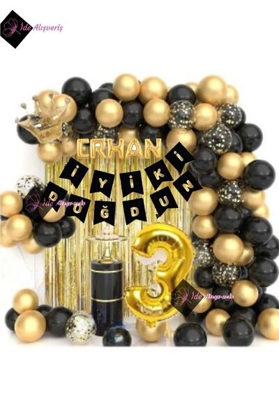 Bkmc 3 Year Old King Crowned 5 Letter Birthday Set - With Balloons and Chain