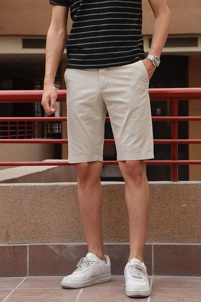 inpool Men's Embroidery Detail Stone Shorts