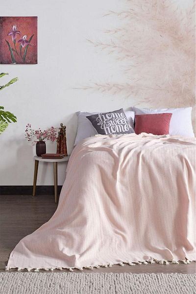 Miabella Home Pique Double, Summer Pique 100% Cotton, Double Bedspread, Tasseled Edge, Soft