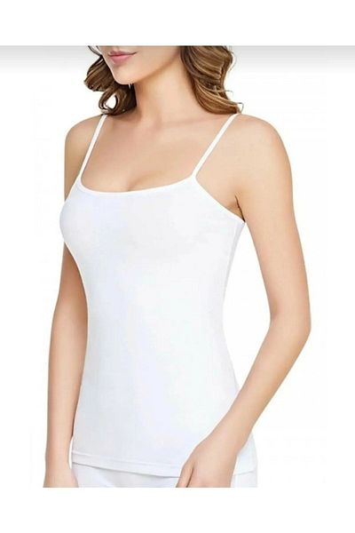 FUNCY Tutku Women's Thin Strap White Undershirt 3 Pieces
