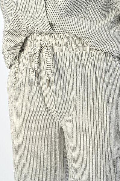 Orfeo Negro WOMEN'S STRIPED WAIST RUBBERED COMFORTABLE FIT PANT