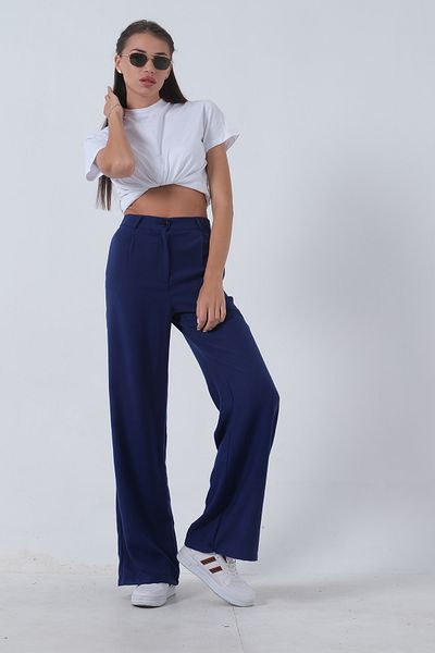 Feminist High Waist and Wide Leg Linen Trousers - Saks01020661