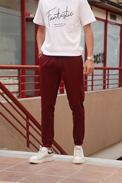 inpool Waist and leg elasticated, gabardine fabric, burgundy jogger pants