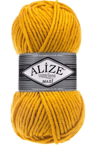 Alize 5 Pieces Superlana Maxi Yellow 488 Thick Hand Knitting Thread Vest Cardigan Thread Scarf Beanie Sweater Thread