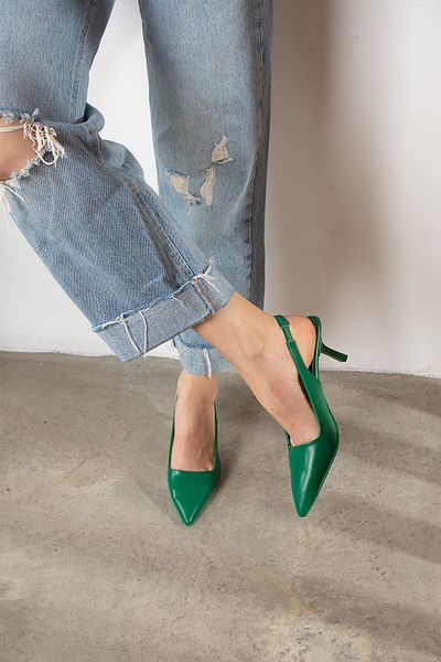 Nstil Daily Femei, verde, vârf ascuțit, plat, fără model, cu toc deschis, model Zara, pantofi de seară 101a