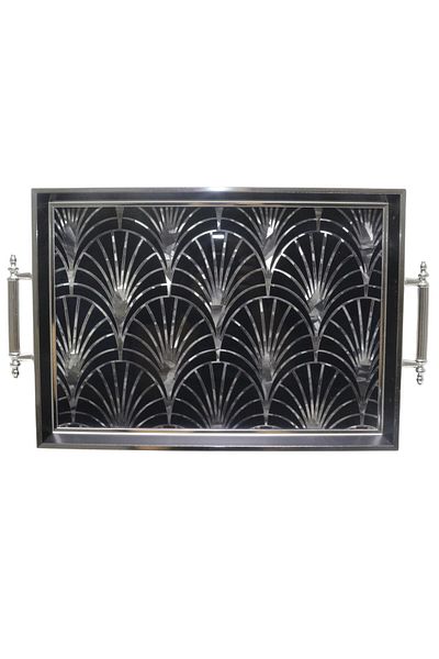 T.Concept Rectangular Glass Surface Abstract Series Engagement Presentation Tea Tray - Dmt655