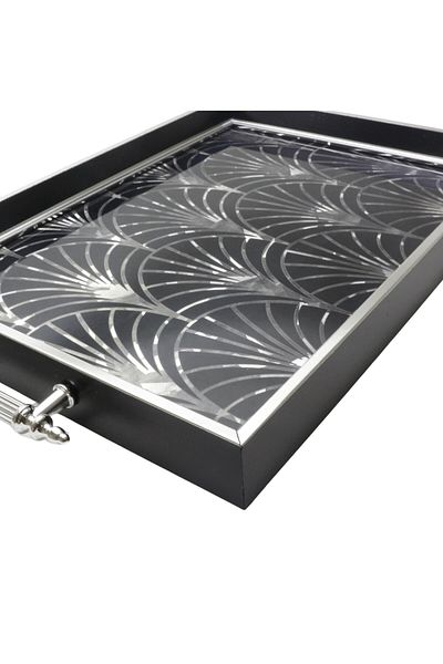 T.Concept Rectangular Glass Surface Abstract Series Engagement Presentation Tea Tray - Dmt655