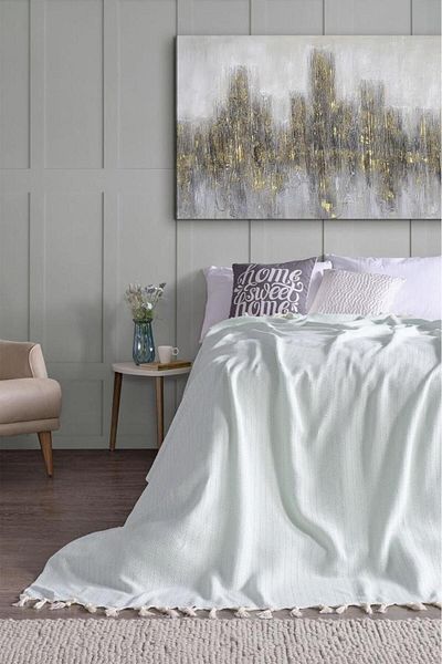 Miabella Home Pique Double, Summer Pique 100% Cotton, Double Bedspread, Tasseled Edge, Soft