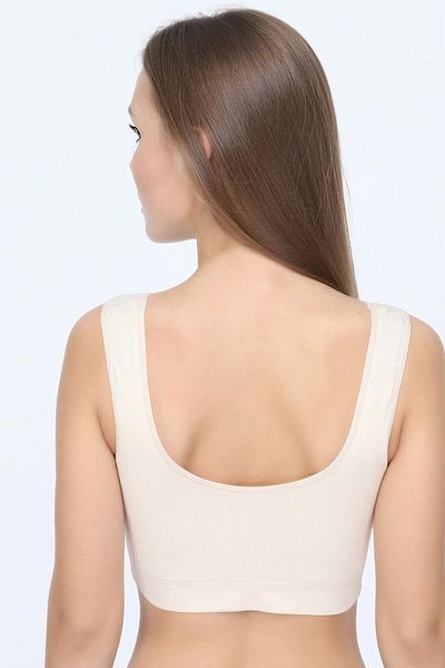 Q-EN Içgiyimpasajı 2-Piece Skin Thick Strap Bamboo Women's Bustier Bra with Removable Pads (Economic Package)