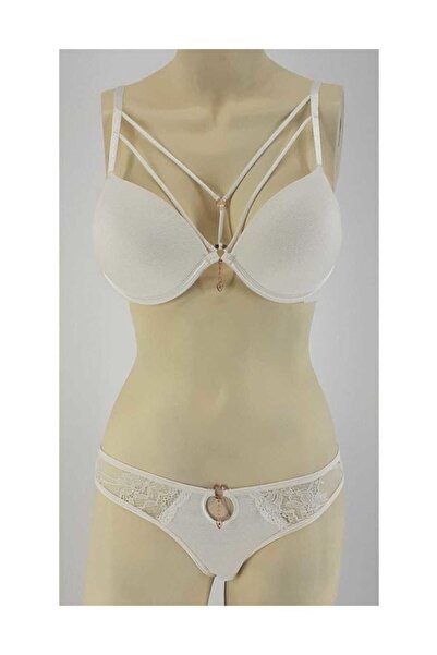 Nurteks 5020 Women's Fantasy - Supported Bra and Panty Set Violet Push-Up - Ecru 80