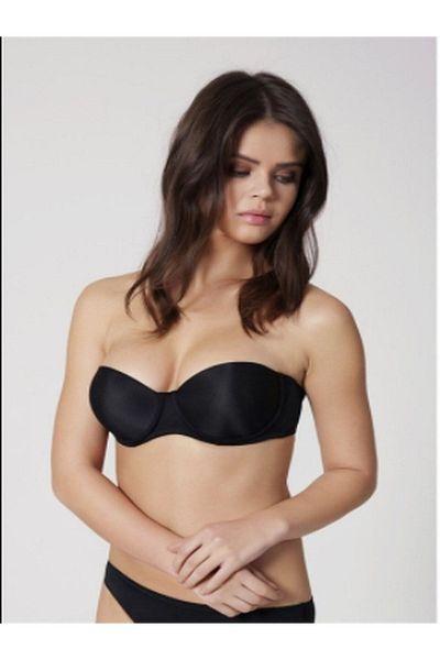 Orkide Women's Black Unpadded Basic Strapless Bra 2550