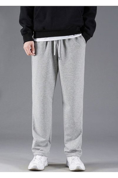 MODA BLUE MOONS Men's Gray Ribbed Leg Slim Fit Sweatpants