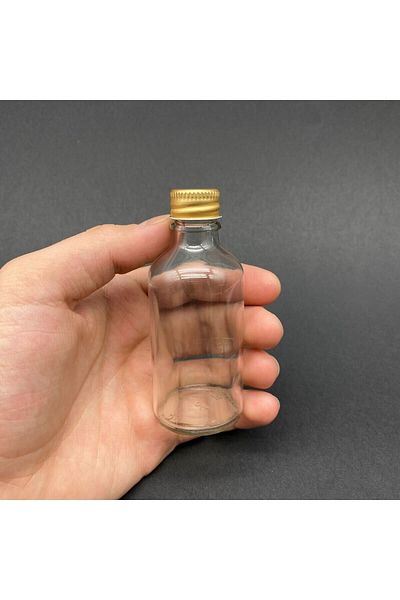 Juniberry 3Pcs 50ml Gold Metal Cap Multipurpose Glass Bottle Leak Proof Jar Bottle 3x50ml
