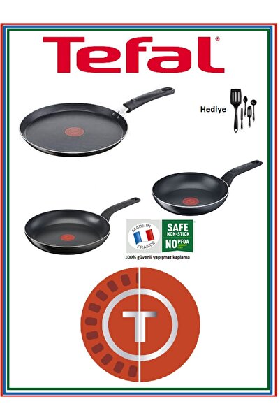 TEFAL Titanyum 1X SimplyClean Tava seti 25 cm krep+30cm tava+24 cm tava