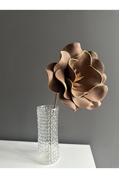 Luvienn El Yapımı Dekoratif Büyük Boy Kahverengi Yapay Manolya-Vazo Çiçeği