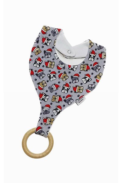 Lumos Trade Pacifier Holder Bib - Cute Dogs 100% Cotton Fabric Pacifier Strap