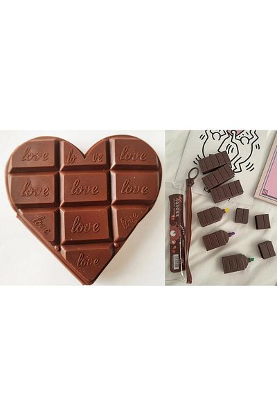 Modellino 6-Piece Chocolate Shaped Highlighter with Zipper Bag & Heart Chocolate Scented Notepad
