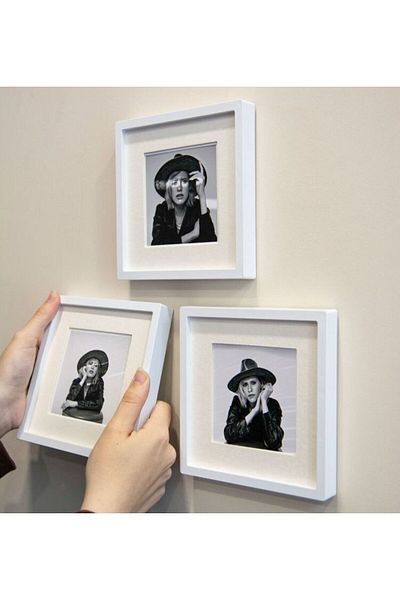 Fashion'S White Fashion Photo Frame - Adhesive, Mat, 14X14Cm Pola Square, Pack of 3