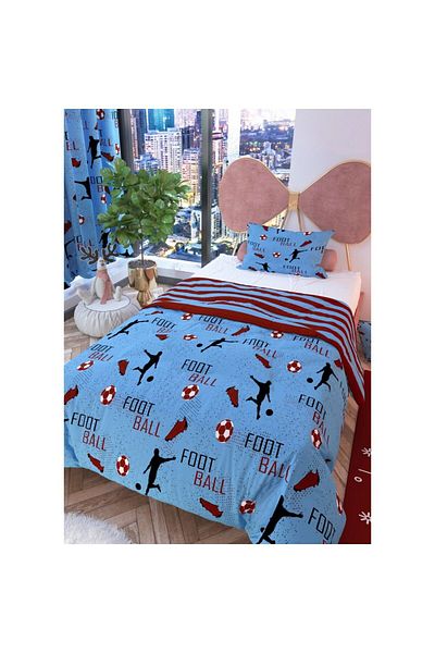 Zethome Fan Burgundy Double-Sided Children's Duvet Set 160x220 cm