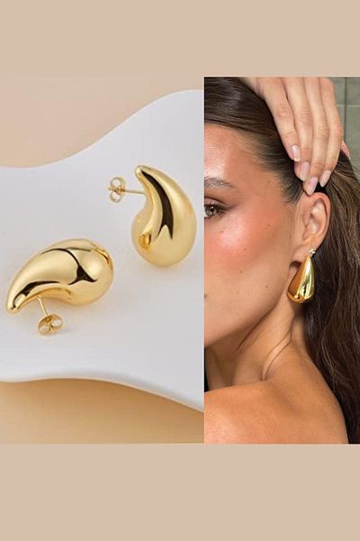 PREGIO Italian Bottega Teardrop Gold Drop Earrings (3.7Cm/31Mm) Earrings Kp8