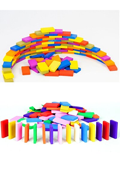 ülketicaret Domino Taşı-Renkli Ahşap 100 Parça Bloklar