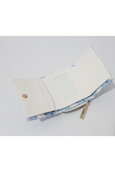 renkli çiçekler Portofel Copii 11x8 CM Portofel Copii Model Pisica Albastra