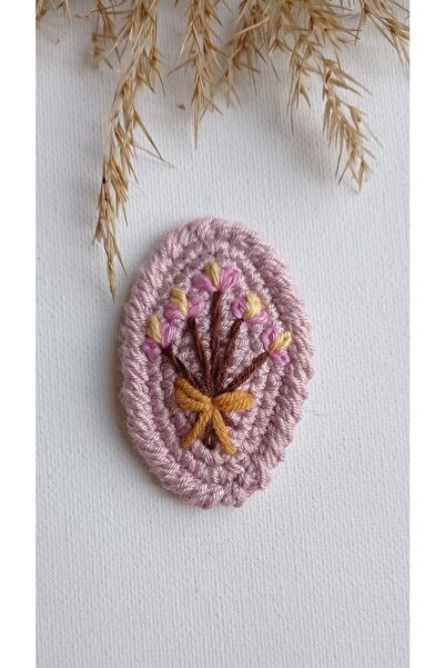 Masal Örgü Dünyası مشبك على شكل أوراق شجر - إكسسوار شعر باللون الوردي البودرة...