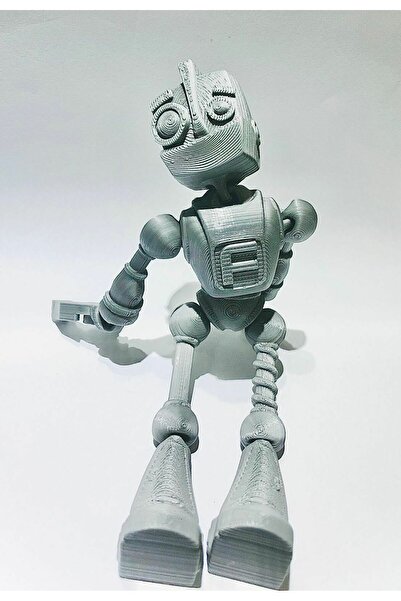 3DLAYERCRAFT Flexi Hareketli Oyuncak Robot 20 cm Gri