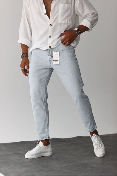 MADZEYMODA Ανδρικό τζιν Boyfriend Ice Blue Jeans
