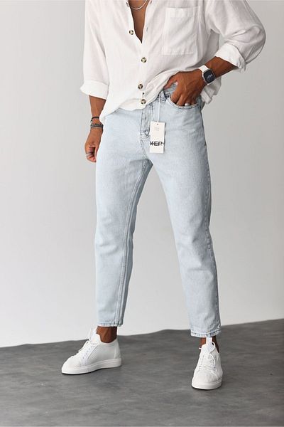 MADZEYMODA Ανδρικό τζιν Boyfriend Ice Blue Jeans