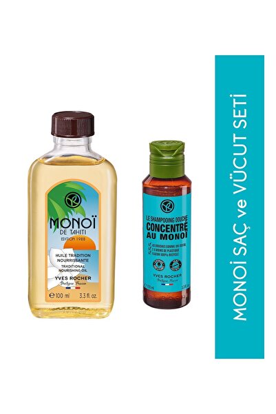 Yves Rocher Monoi Konsantre Saç ve Vücut Şampuanı, Vücut Yağı Seyahat Seti
