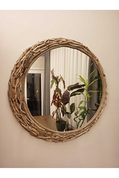 BYSEMRAAY LODOS TAHTASI & DRFITWOOD YUVARLAK ASİMETRİK AYNA 60 CM