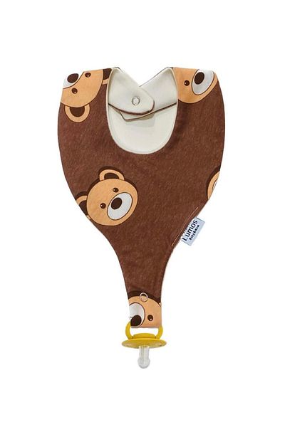 Lumos Trade Cute Teddy Bear Patterned 100% Cotton Pacifier Strap - Baby Bib
