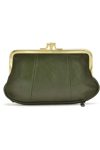 TopTrendy Portofel de damă din piele verde închis cu clemă