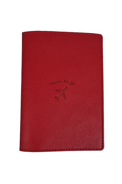 Smyrna Acar Mira Thermo Leather Passport Case Passport Holder Dark Red