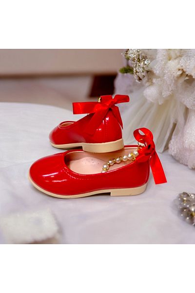 PATİK BEBE Girl's Pearl Stoned Orthopedic Ballerinas - Stylish Wrist Design