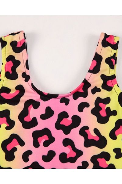 Gülersan Tekstil Girl's Swimsuit Leopard Patterned Digital Printed Sea Pool Swimsuit