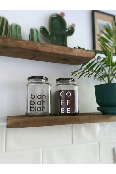 Home Art Nova Coffee Jar Coffee-Blah (2 Pieces) Coffee Corner Decorative Glass Jar