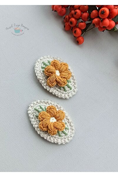 Masal Örgü Dünyası Accesoriu pentru păr cu cataramă brodată cu margarete de t...