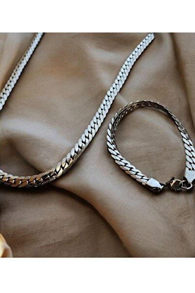 faseb Çelik Snake Kolye & Bileklik Set