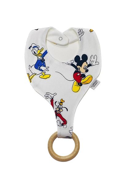 Lumos Trade Mickey and Friends Pacifier Holder - 100% Cotton Fabric Baby Bib