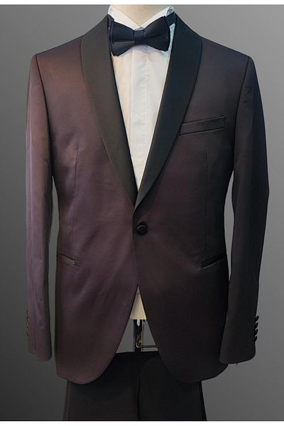 crispino Men's Wedding Suit - Purple Black Transitional Tuxedo Jacket and Pants